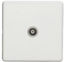 1 Gang Isolated Tv Flat Concealed White Plate White Interior