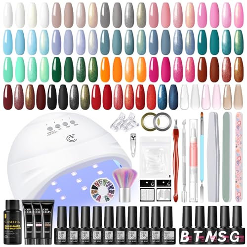 COSCELIA Lampe à UV LED Kit Ongle Gel avec 3 Couleurs Gel d'Extensions d'Ongles Kit + 20 Couleurs Vernis à Ongles semi-permanent + Base Top Coat Nail Art Outil Kit de Manucure pour Débutant