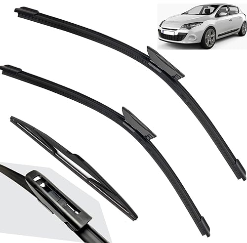 Juego de escobillas limpiaparabrisas delanteras y traseras para coche compatibles con Renault Megane 3 Hatchback Coupe 2008 - Parabrisas de ventana 24+16+14