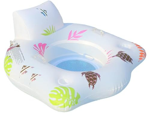 Materasso gonfiabile per piscina, sedia a sdraio con luce LED, comodo e grande, con 2 portabicchieri a di U e giocattolo da piscina, 120 x 120 cm