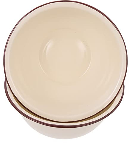 CIYODO 2stücke Emaille Schüssel Haushalt Dekorative Suppenschüssel Retro Emaille Schüssel Schmalzölschüssel Teigrührschüssel Emaillegeschirr Küche Lagerung