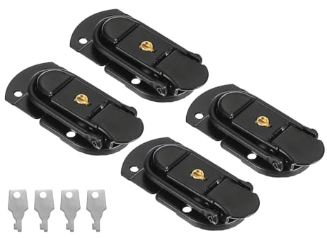 PATIKIL Suitcase Lock Hasp 2.64 x 1.34, 4Pcs Metal Iron Toggle Catch Latch with Key for Jewelry Box Wooden Case Toolbox Briefcases Luggage, Black