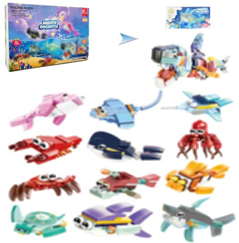 Felly Gadget compleanno bambini Fine Festa, 12 pezzi Mini mattoncini per animali marini, Giochi per Bambini e Bambine da 5 Anni, Regalini Fine Festa Compleanno Bambini 5 6 7 8 Anni