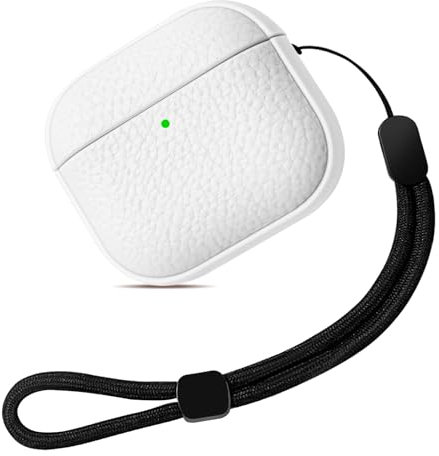 Teyomi Cover compatibile con Airpods 4, TPU Airpods 4 Cover con Cordino, Custodia Protettiva Touch in pelle per AirPods 4 Generazione Case, Supporto ricarica wireless [LED Anteriore Visibile-Bianco]