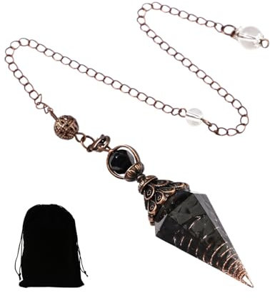 KGDUYC Harz Obsidian Pendulum Edelstein Pendel Kristall - Heilsteine Natürliches Sechseckiges Edelstein Kristall Ornamente für Hexerei Zeremonie, Wahrsagen, Reiki Heilung, Esoterik Geschenke