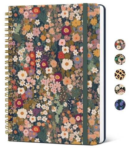Taja Pretty Spiral Journal for Women, Lined Hardcover Notebook, 6 x 8