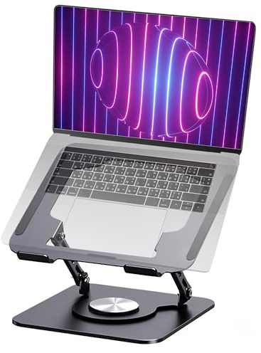 MENDELEEV STYLE Supporto per laptop grigio per scrivania con base rotante a 360 compatibile con MacBook Pro/Air Notebook fino a 16 pollici Supporto per computer portatile Ergonimic Riser pieghevole