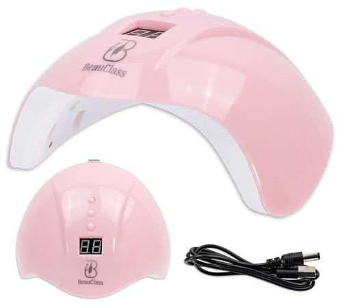 Lampada UV LED Unghie, Lampada da 48W per Gel e Semipermanente, Led Unghie Professionale, Cavo USB-C (Rosa)
