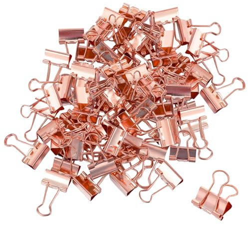 80 Stück Foldback Klammern 19mm, Klammern Metall, Büroklammern Heftklammern Clips für Tüten, Der Klemmen Kann Als Musterbeutelklammern Büroklammern Groß Musterklammern, Roségold