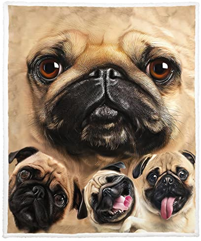 Sherpa-Fleece-Decke für Couch, Bett, warm, weich, bequem, schwer, dick, Flauschige Decken für den Winter, lustige Mops-Hunde, Haustier-Tier-Überwurf, Geschenke für Mops-Liebhaber, 127 x 152,4 cm