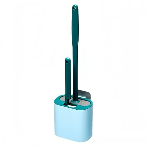WildOath WC-Bürsten & Halter, Tiefenreinigung Silikon Toilettenbürste Set mit kleinem Schrubber für Rand und schwer zugängliche Stellen (Grün)