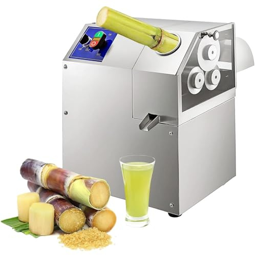 ZenSeFarin 400W Electric Sugarcane Juicer 3 Rollers Sugar Cane Press Machine Commercial Sugar Cane Juice Extractor Auto Roller Pressure Adjustment Vertical Juice Squeezer 660lbs/h