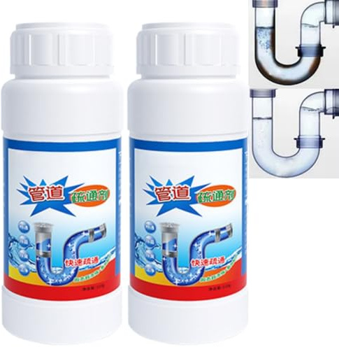 2PCS Powerful Sink & Drain Unblocker Liquid,Drain Granules,Fast Attack Foaming Pipe Cleaner,Heavy Duty Bathroom & Kitchen Dr/ain Cleaner,Eco-Friendly,Harmless to Pipes,Useful Pip/e Dredge Deodorant