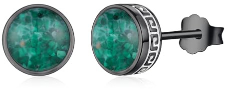 REDSUN Silber/Schwarz Runde Ohrstecker 925 Sterling Silber Wikinger Ohrstecker Rund Kleine Ohrringe Hypoallergen Herren Damen Onyx/Malachit Schmuck für Unisex Männer Jungen Geschenk Geburtstag