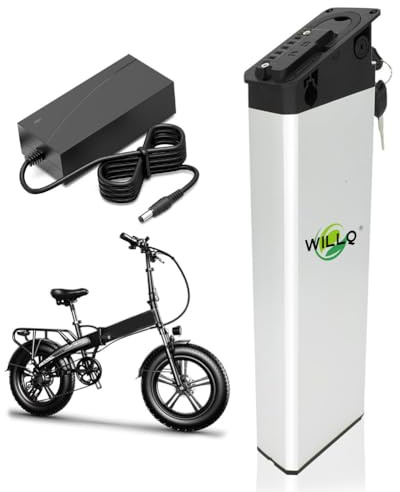 WILLQ Batteria Bici Pieghevole 48V 52V 13Ah 16Ah 17,5Ah Batteria al Litio Integrata, Accessorio per Scooter Elettrico con Caricabatterie e BMS per Motore da 0 a 1000W,48v13ah
