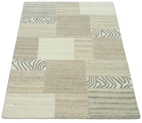 WAWA TEPPICH Handgetufteter Wollteppich Mehrfarbig 120 x 180 cm HT318 | Handtufted Designteppich aus 100 % Wolle für Schlaf- und Wohnbereiche