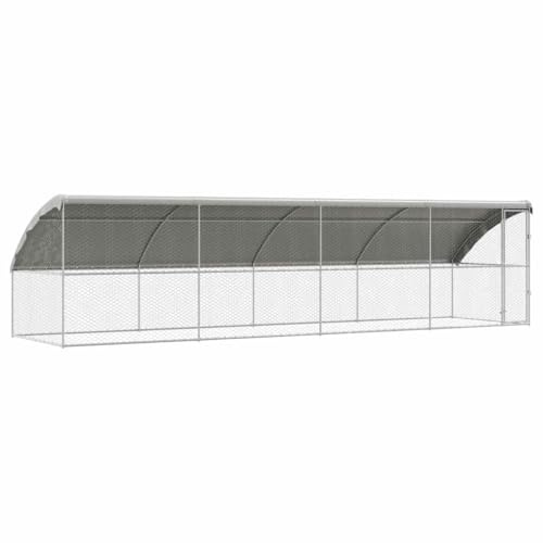 vidaXL Hundekäfig 4 pcs Silber 8 x 2 x 2 m Verzinkter Stahl, Moderne Hundehütte, Regenfeste Hundehütte, Robustes Haustierhaus, Wetterfeste Unterkunft, Sicherer Außenbereich, Stylishe Unterbringung