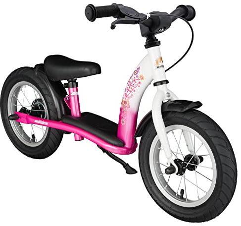BIKESTAR Kinder Laufrad Lauflernrad Kinderrad für Mädchen ab 3-4 Jahre | 12 Zoll Classic Kinderlaufrad | Pink & Weiß | Risikofrei Testen