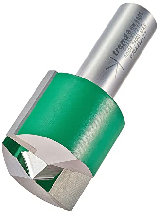 Trend CraftPro Straight Two Flute Router Cutter Bit, 1/2 Inch Shank, 30mm Cut Diameter & 25mm Cut Length, Tungsten Carbide Tipped, C033JX1/2TC