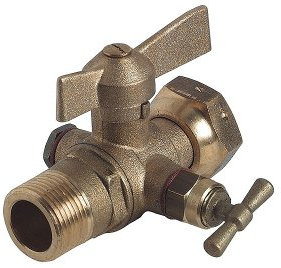 Robinet de Compteur Droit Mâle à Purge/M 15x21(1/2) - Ecrou 20x27(3/4)