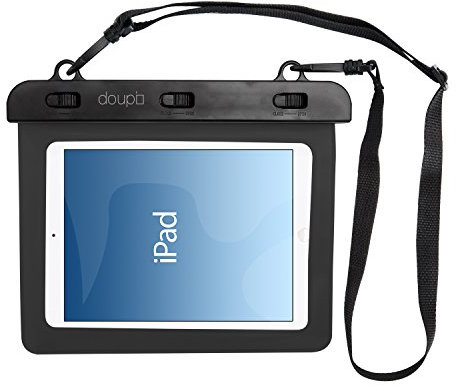 doupi Étui Etanche 220x160mm pour 7/8 Pouces Tablet, avec Fonction écran Tactile Caisson Waterproof Water Resistant Beach Bag, Noir