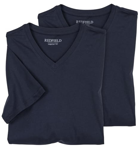 Redfield Doppelpack XXL T-Shirts dunkelblau V-Neck