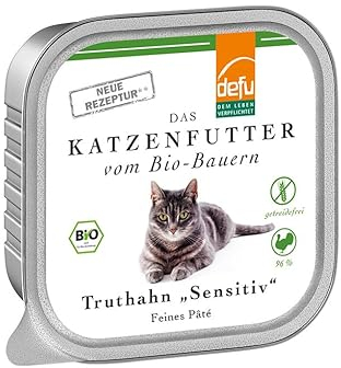 defu Katzenfutter | 1 x 100 g | Bio Truthahn Sensitiv | Getreidefreies Premium Bio Nassfutter Menü | Alleinfuttermittel für Katzen
