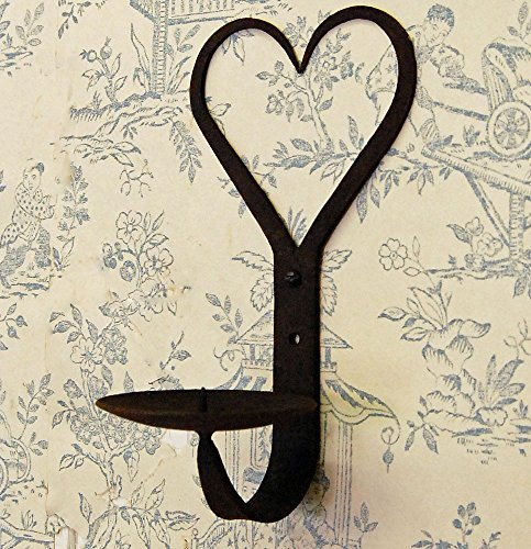 Bowley & Jackson Wrought iron heart wall sconce candle holder