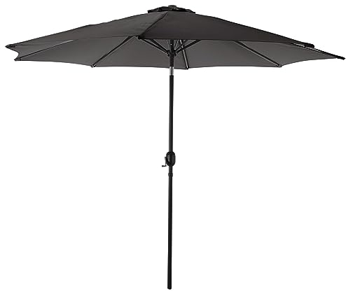 MACOShopde by MACO Möbel Raburg Sonnenschirm 3×3 m mit Kurbel, neigbar, mit Windabzug und UV 50+ Schutz, faltbar und wasserabweisend – Gartenschirm Marktschirm, Sunny Easy+|Dunkelgrau