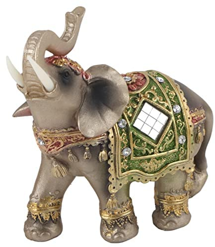 Akozon Glückselefant Elefant Statue Glück Feng Shui Grüne Elefant Statue Skulptur Reichtum Figur Hauptdekoration(L)