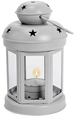 Nicola Spring Vintage Laternen-Teelichthalter - 16 cm - Grauer Kerzenhalter, dekorative Kerzenlaterne, Metall-Teelichter zum Aufhängen im Innen- und Außenbereich