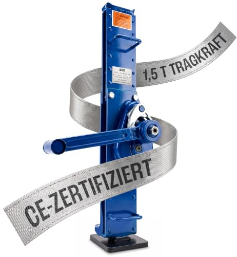 SHZ Stahlwinde 1,5 t mit Sicherheitskurbel und Lastdruckbremse | 1500kg belastbare Stockwinde | hebt zuverlässig Dank geschlossener Bauweise | CE-konforme Zahnstangenwinde für Werkstatt und Baustelle