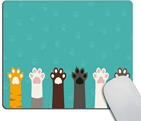 Wasach Grand tapis de souris rectangulaire pour gamer - Design personnalisé - Motif pattes de chat - Antidérapant - En caoutchouc épais