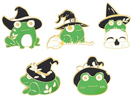 Holibanna 5Pcs Frosch Emaille Revers Pins Cartoon Broschen Dekorative Abzeichen Halloween Schmuck