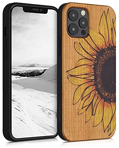 kwmobile Housse Compatible avec Apple iPhone 12 / iPhone 12 Pro Coque - Étui de Protection Rigide Antichoc avec Cadre en TPU - Jaune-Brun foncé-Marron Clair