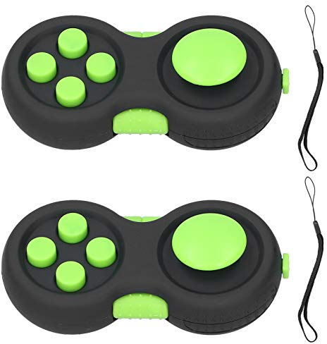 Fidget Pad Controller, Tragbares Gamepad Zappeln Spielzeug für Kinder und Erwachsene, lindert Stress und Angst(Black Green)