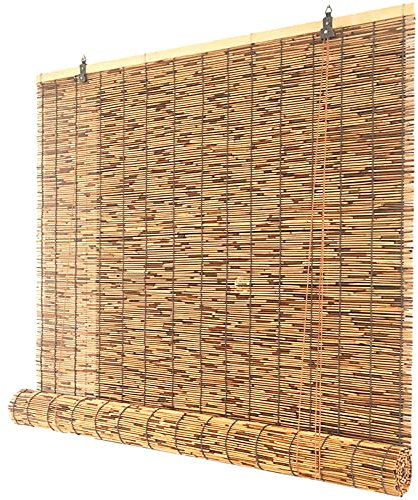 Tapparella a carrucola in Bamboo,Tapparelle in Reed,Tenda a Lamella in Canna Naturali,Tapparelle in bambù con Sollevatore,Anti-UV/Impermeabile/Parasole,per Esterno/Interno (55x120cm(22x47in))