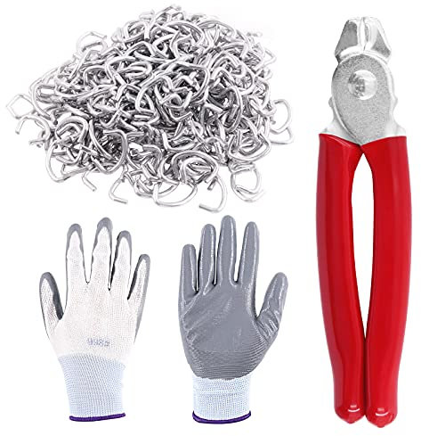 Mardatt Lot de 1 002 anneaux de porc galvanisés en D de 1,27 cm avec pince plate à anneau porc, kit d'installation de tapisserie d'ameublement pour tissus d'ameublement, tendeurs, boîtiers de viande