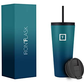 950 ml Insulated Tumbler with Straw Lid - Cold 20hrs & Hot 5hrs Drinks - Double-Walled Stainless Steel Leakproof Travel Mug - Cupholder Friendly Thermal Cup Coffee Flask