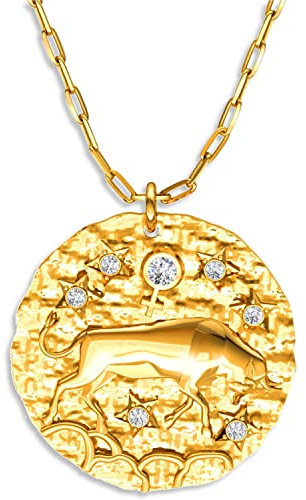 LILLY MARIE Vergoldete Sterling-Silber Kette Mit Stier Sternzeichen Anhänger