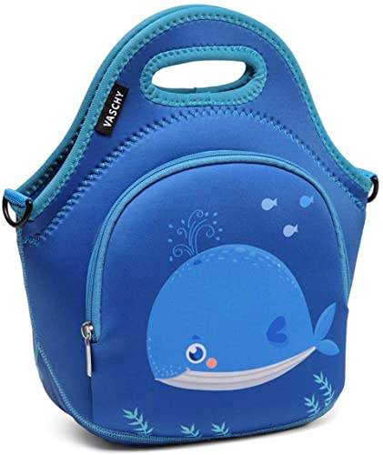 VASCHY Bolsa de almuerzo para niñas, bonita bolsa de almuerzo ligera de neopreno para niños, escuela, guardería, jardín de infantes, océano