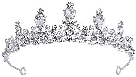 Strass Prinzessin Tiara Haarband Braut Hochzeit Prom Krone Stirnband für Abschlussball Hochzeit Party Halloween Kostüm Haarschmuck (weiß)
