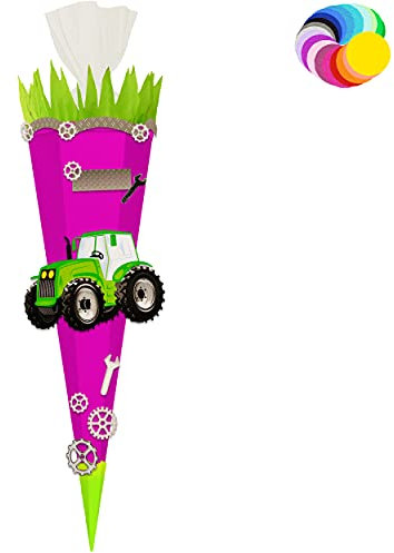 alles-meine.de GmbH Bastelset - Schultüte Farbe & Größe wählbar 70/85 / 100 cm - Traktor - Farbe frei wählbar - Bastelschultüte - Zuckertüte zum selber Basteln Bemalen Bekl..
