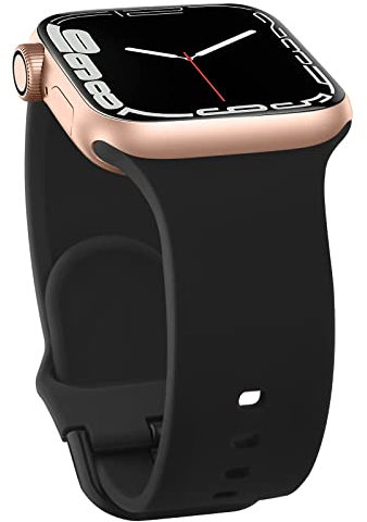 Meliya Correa para Apple Watch 41mm 45mm 44mm 40mm 42mm 38mm,Original Coloridos Correa Silicona Pulseras de Repuesto para iWatch Ultra Series 8 7 SE 6 5 4 3 2 1(42mm/44mm/45mm,Negro)
