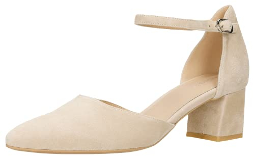 WOJAS - Damen Pumps I auf Stiletto I mit Dünnem Riemchen I Ziegenvelours I Weiches Futter I Komfortabel und Bequem I 35086-64 - Beige, Gr. 40