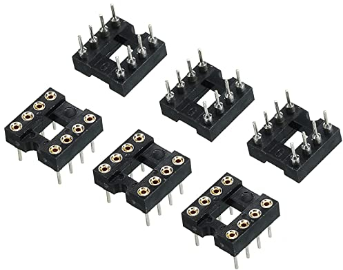 sourcing map DIP IC Chip Sockel Adapter Flach Pin 8P 2.54mm Pitch IC Sockel für PCB Board Chip, 6 Pack