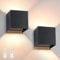 Homefire LED Wandleuchte Aussen Wandlampe: 2er set Außenwandleuchte Innen Schwarz Lampe Up Down Wand Leuchten Modern Außenlampe IP65 Wasserdicht Einstellbarer Strahl Flurlampe für Hauswand Flur
