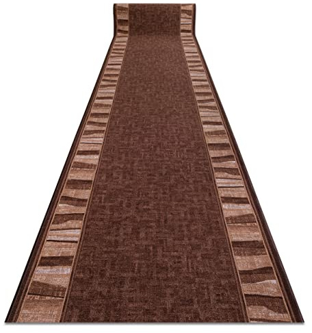 rugsx Antirutsch Teppichläufer Linea - moderner Kurzflor für Küche, Flur & Wohnzimmer, Meterware, braun 67x290 cm