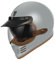 DXDRT Retro Full Face Motorradhelm, DOT/ECE Genehmigter Street Bike Helm Mit Getönter Sonnenbrille Bubble Mirror, Unisex-Erwachsene Cafe Racer ATV UTV Scooter Helme,Grau,L