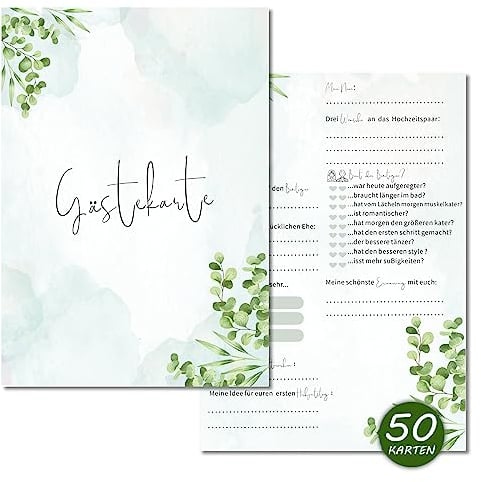 50x Zeitkapsel Karten Hochzeit, Gästebuch Hochzeit mit Fragen, Wunschkarten Gästebuchkarten, 9 Verschiedene Designs Hochzeitsspiel Hochzeitsgästebuch Hochzeitsquiz für Gäste Erinnerungen